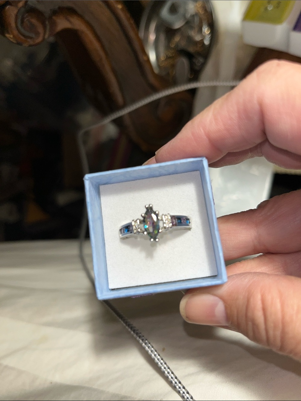 925 Silver Ring with Iridescent Mystic Topaz